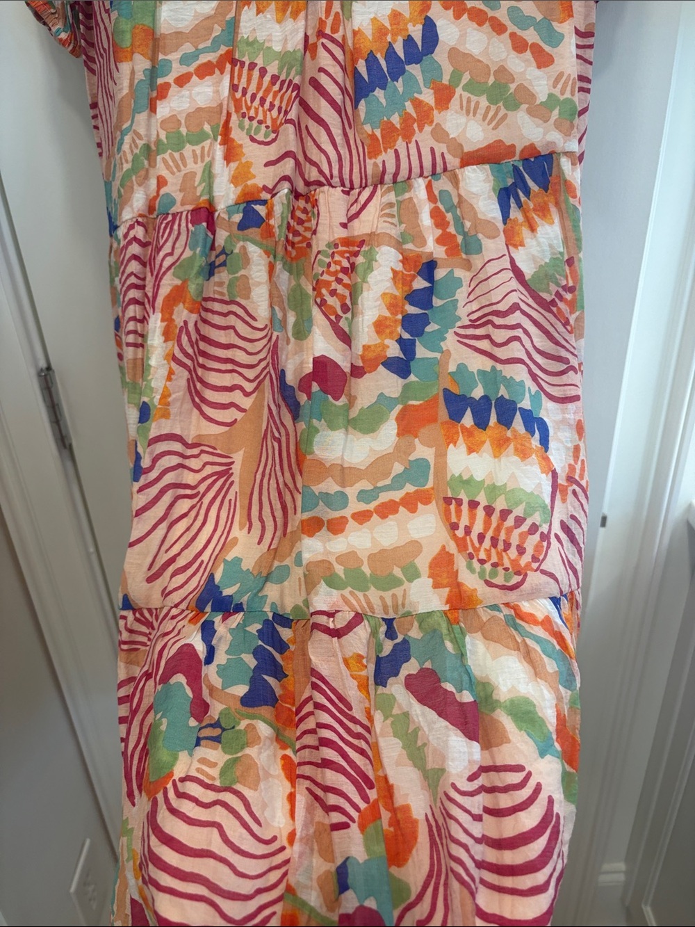 Colorful Printed Tiered Midi Dress - Multicolor - Picture 5 of 7